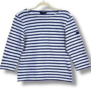 Saint James Galathee Breton Stripe Rainbow Nep Boat Neck 3/4 Sleeve Top US 6